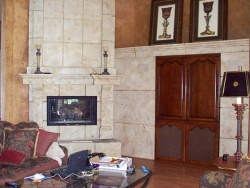 The door arches match those of antique furniture in the room