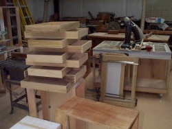Drawers are always solid wood and dovetailed