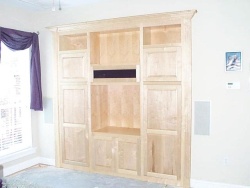 Pocket doors allow the owner to keep things out of sight when not in use.